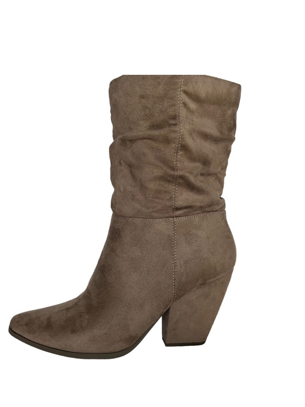 LIKE NEW heeled midi suede booties